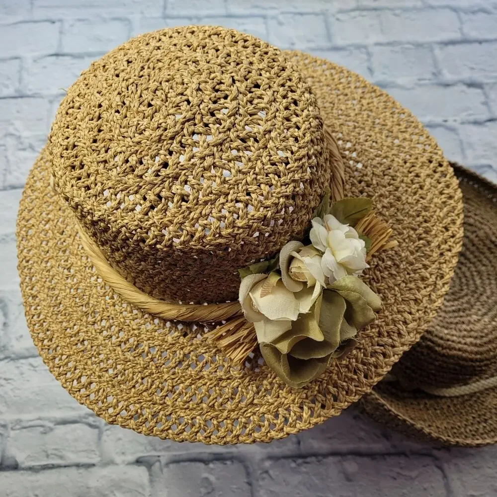 Boho Summer Woven Hat with Roses